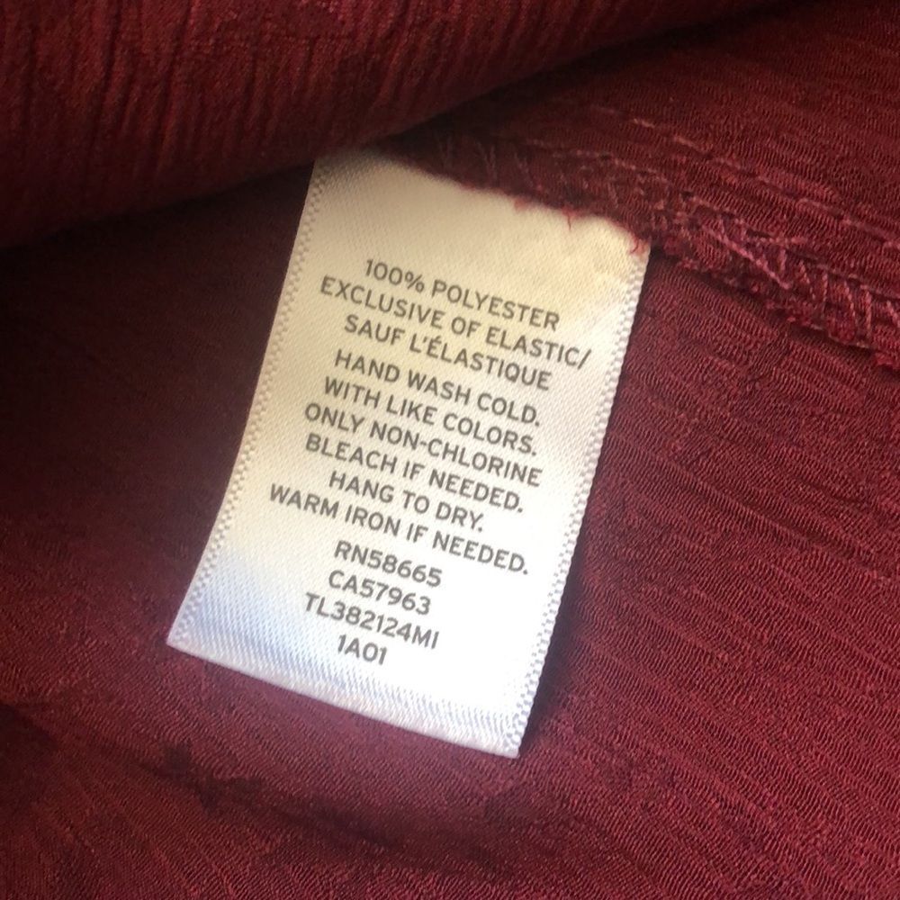 LEITH Women’s Wine Cross Over Stretch Waist Peplum Blouse Elastic Cuffs Sz M NWT - Picture 5 of 11